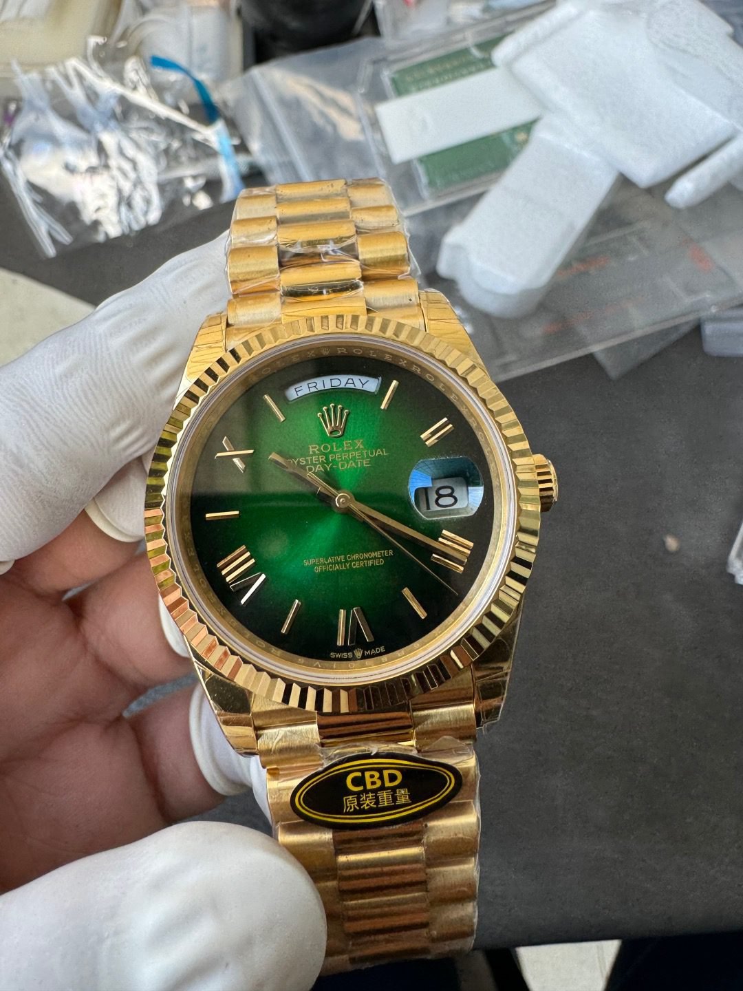 Rolex Yellow Gold Day-Date 40mm Caliber 3255 Pair of Original Weights