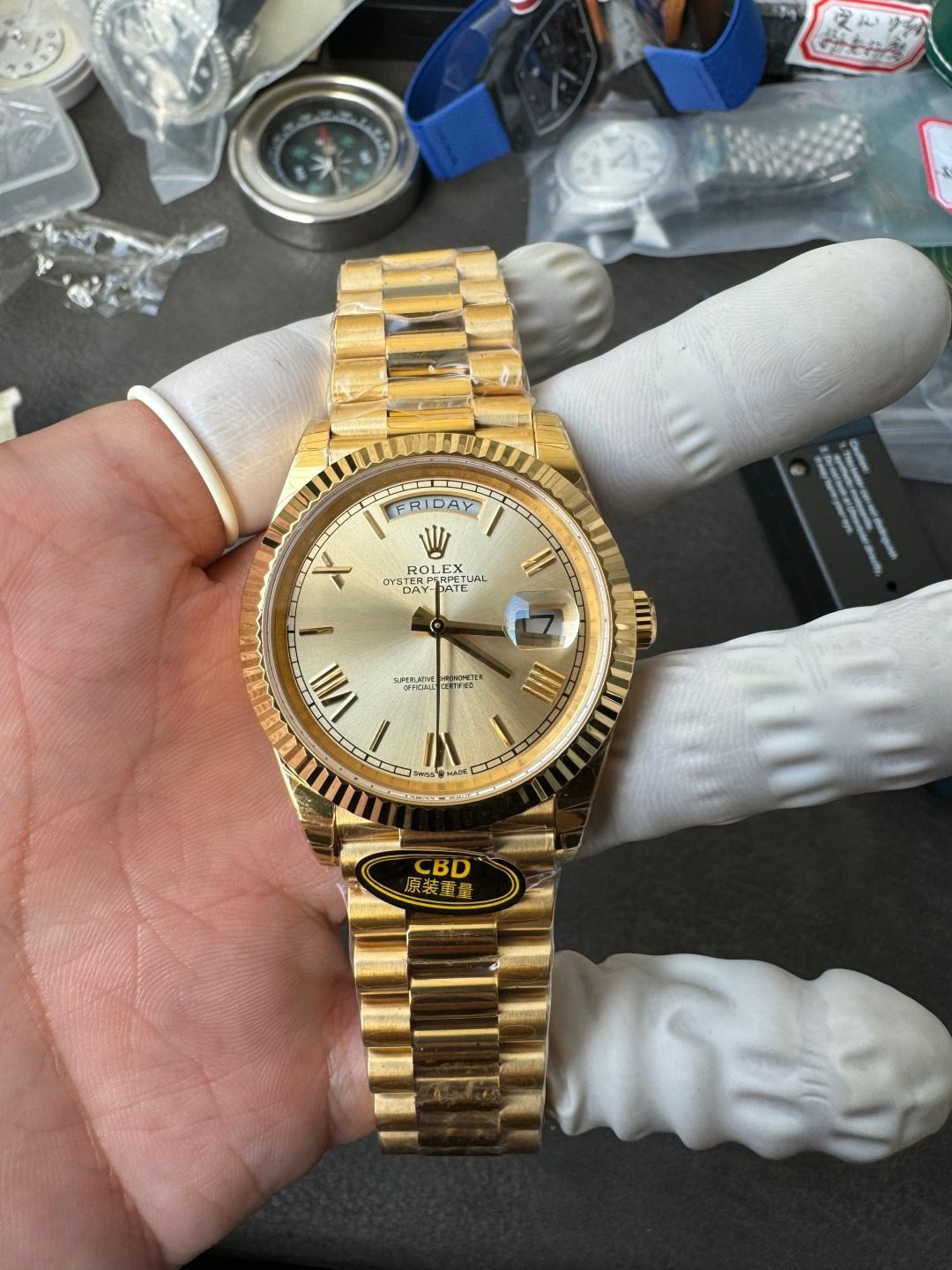 Rolex Yellow Gold Day-Date 40mm Caliber 3255 Pair of Original Weights