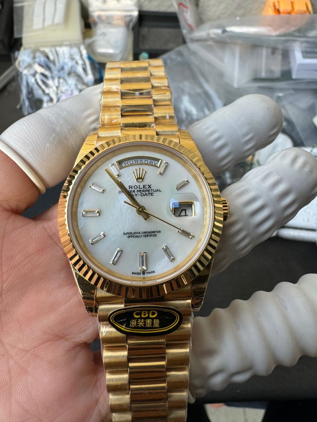 Rolex Yellow Gold Day-Date 40mm Caliber 3255 Pair of Original Weights