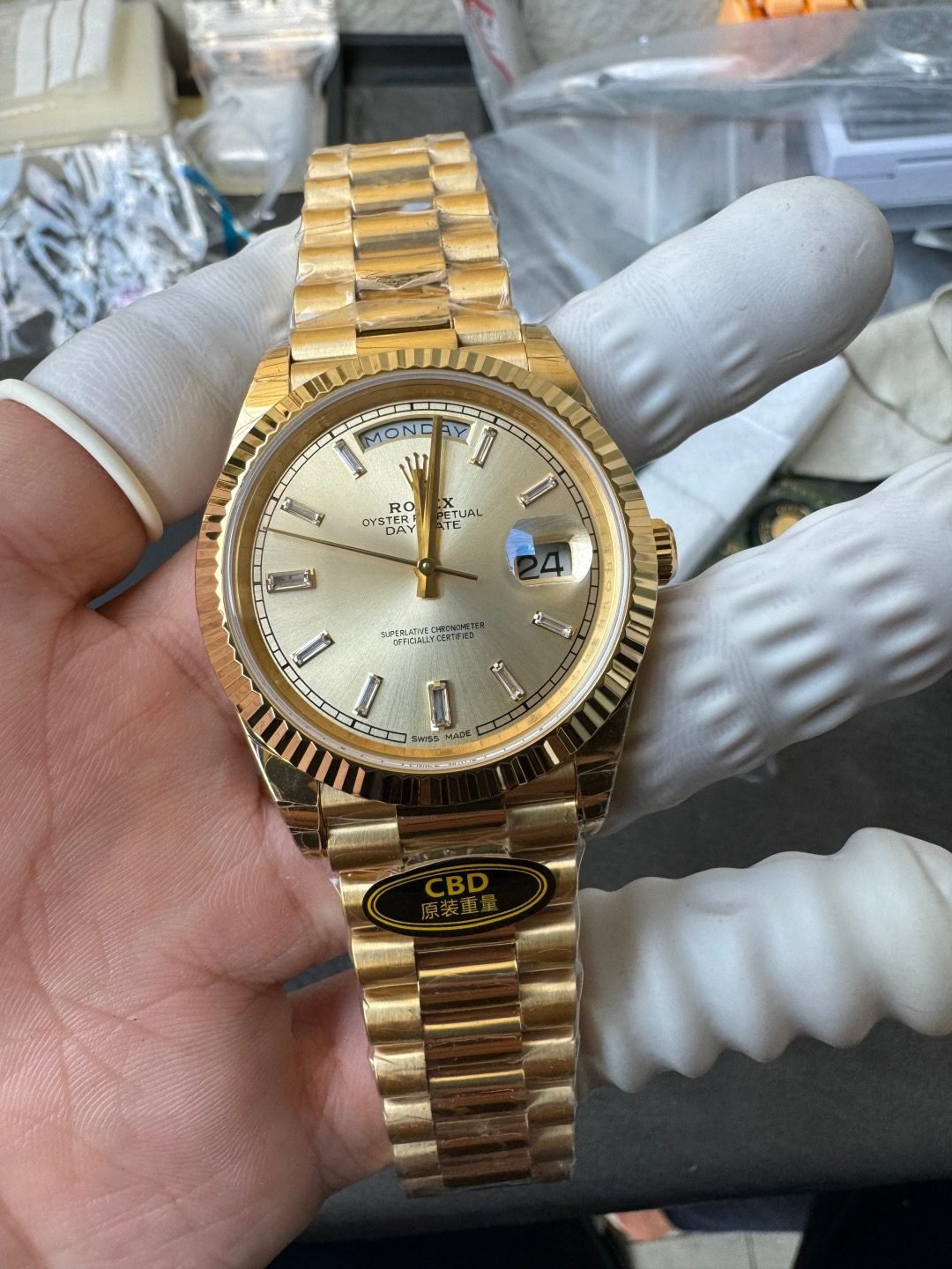 Rolex Yellow Gold Day-Date 40mm Caliber 3255 Pair of Original Weights