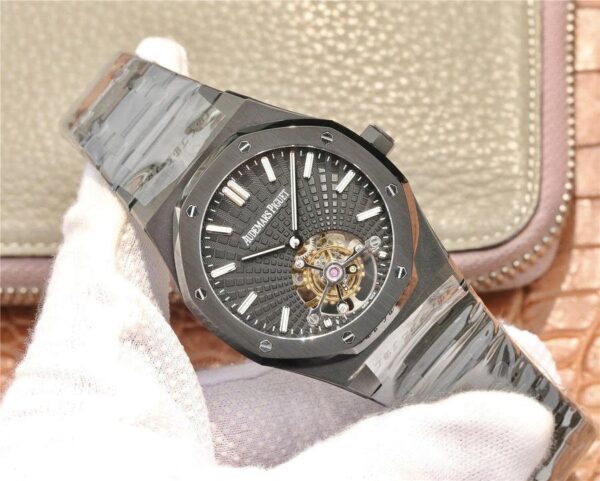 Audemars Piguet Royal Oak (TOURBILLON EXTRA-THIN) 1:1 Superclone(Black tourbillon AP) - Image 3