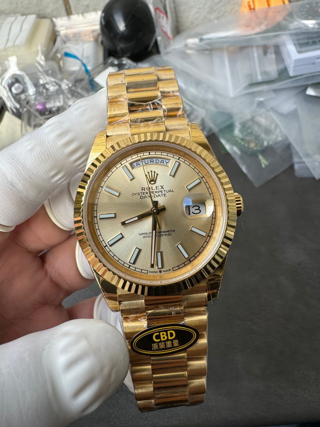 Rolex Yellow Gold Day-Date 40mm Caliber 3255 Pair of Original Weights