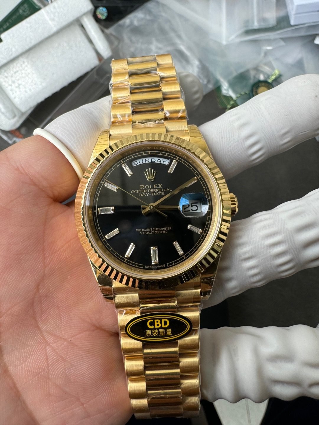 Rolex Yellow Gold Day-Date 40mm Caliber 3255 Pair of Original Weights